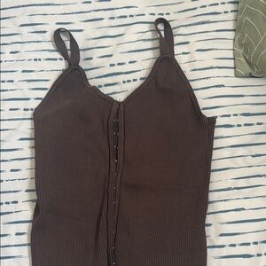 Active USA Brown Ribbed Blouse